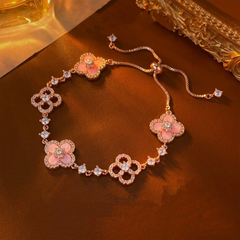 Four Leaf clover Rose Bracelet (Free Gift Box)