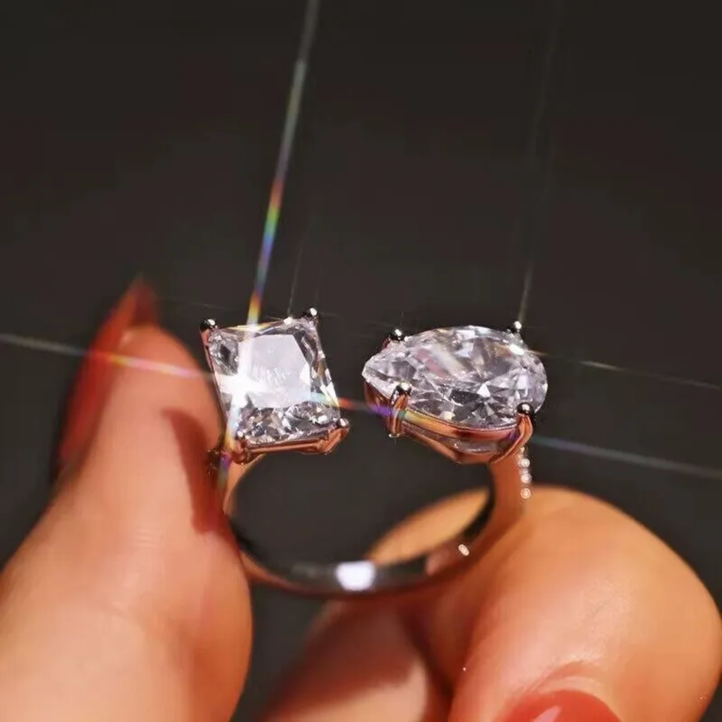 Water Drop Sparkling Adjustable Ring