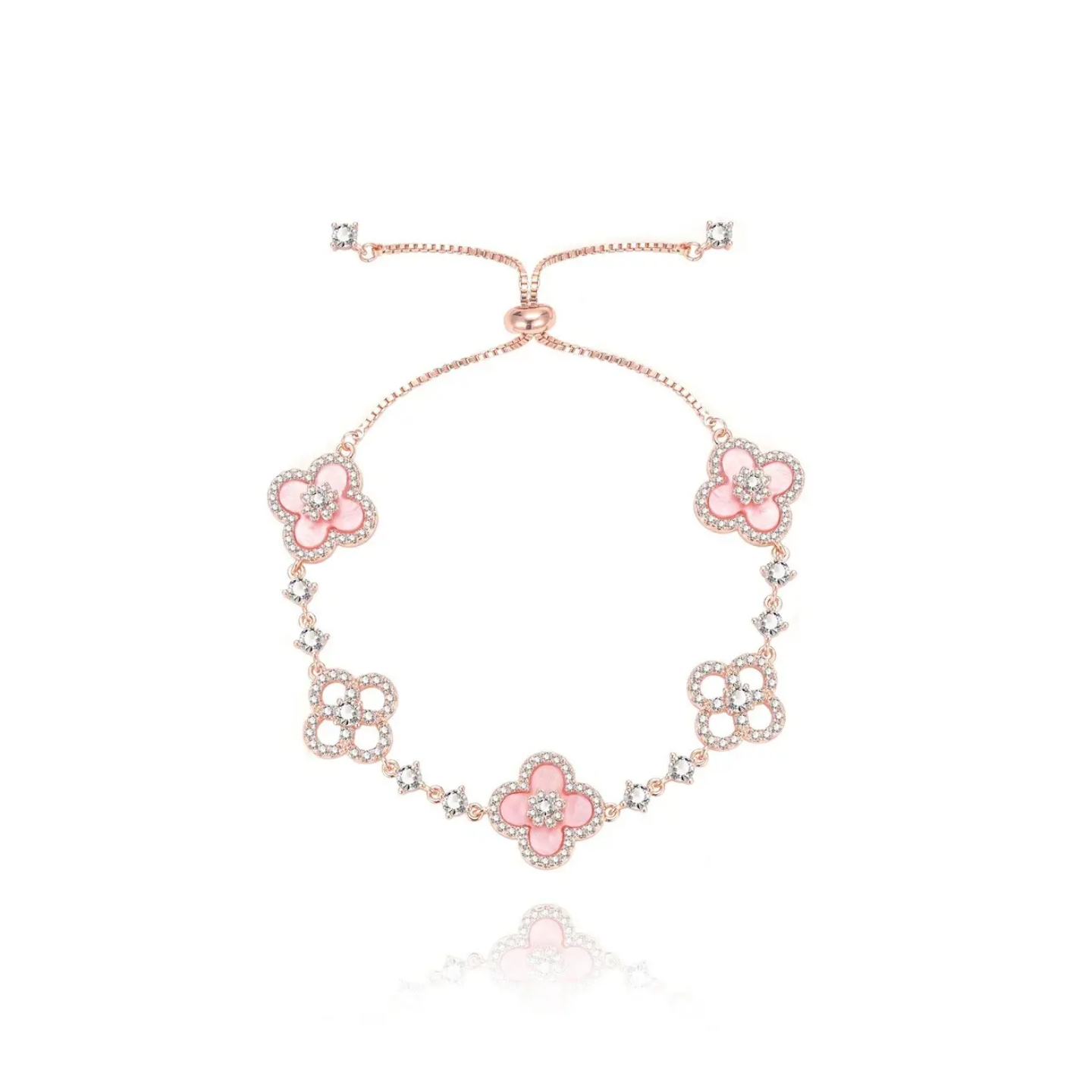 Four Leaf clover Rose Bracelet (Free Gift Box)