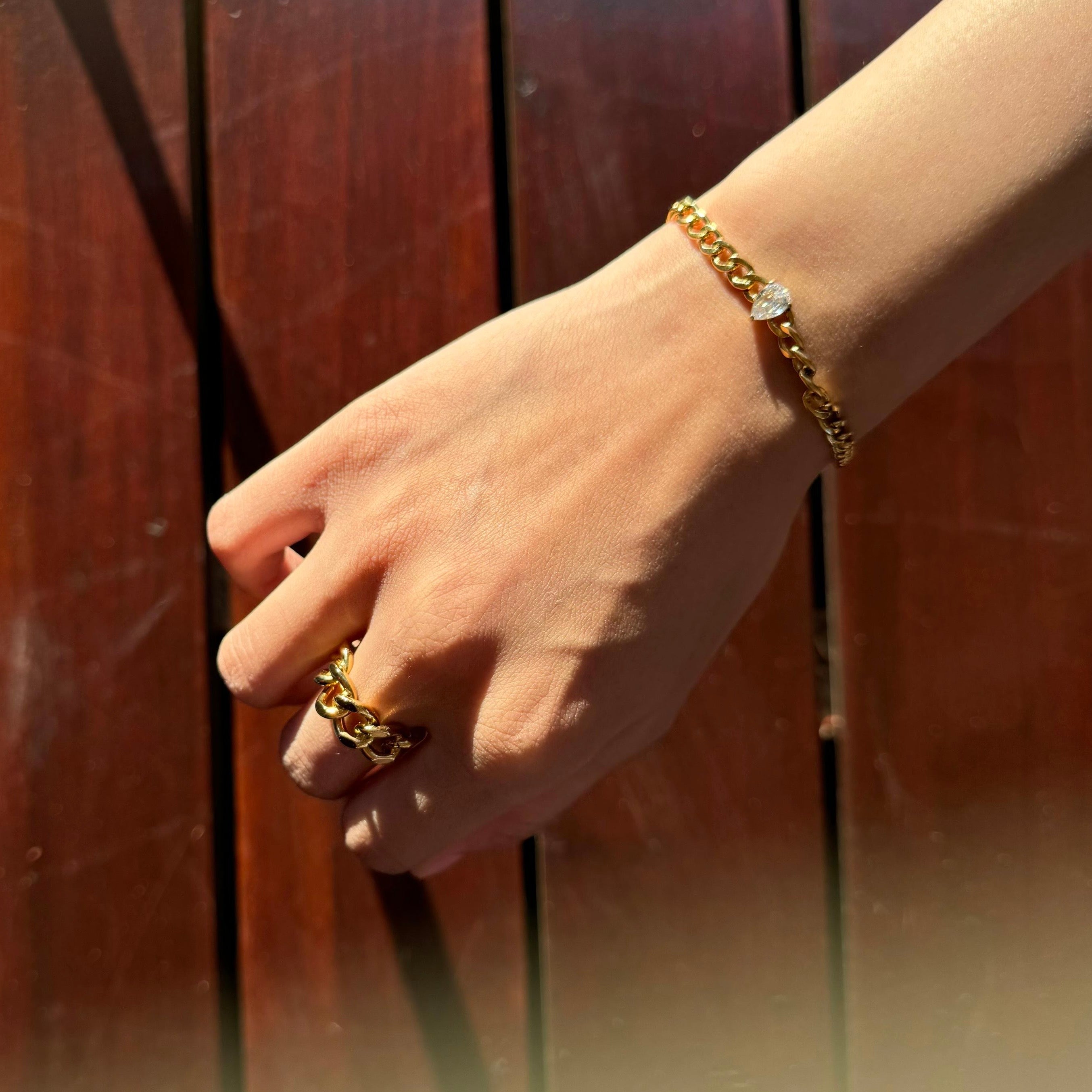 18K Gold-Plated Bracelet and Ring Set